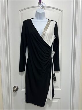 msk beaded ruched sheath dress Nude Sleeveless High Neck Beaded Midi Sheath Dress